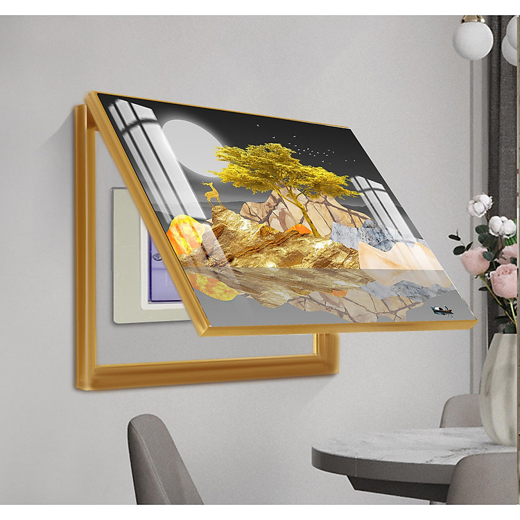 Tranh Che Ổ Điện Nhiều Mẫu Hoa Hiện Đại Phù Hợp với Phòng Khách, Nhà Hàng, Văn Phòng