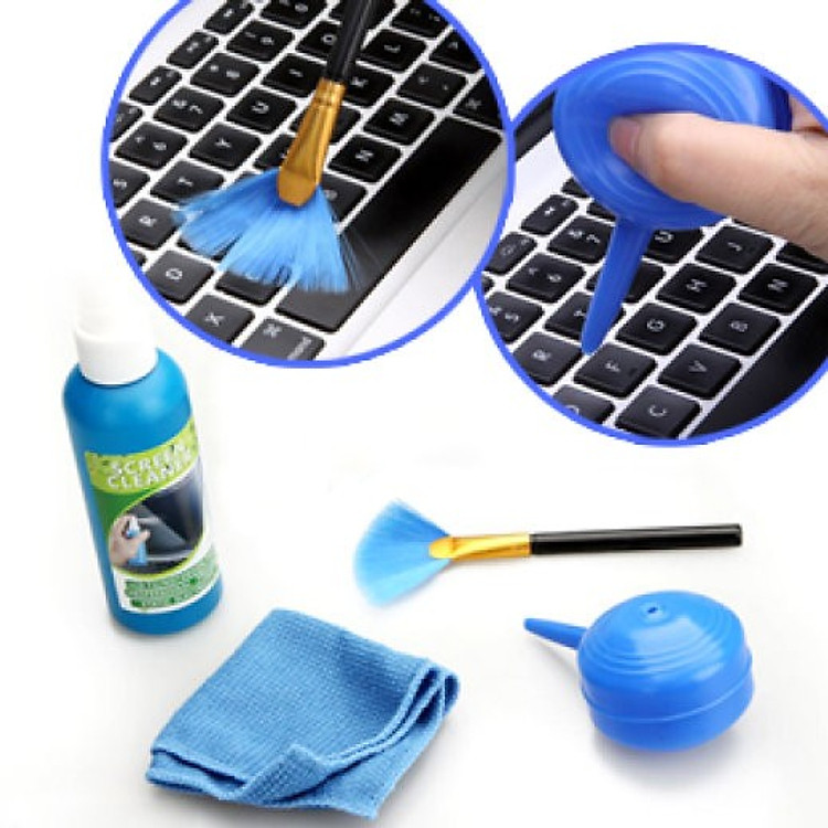 Nước Vệ Sinh Máy Tính, Điện Thoại - Tặng Chổi Quét Bụi + Bóng Thổi Bụi + Khăn Lông