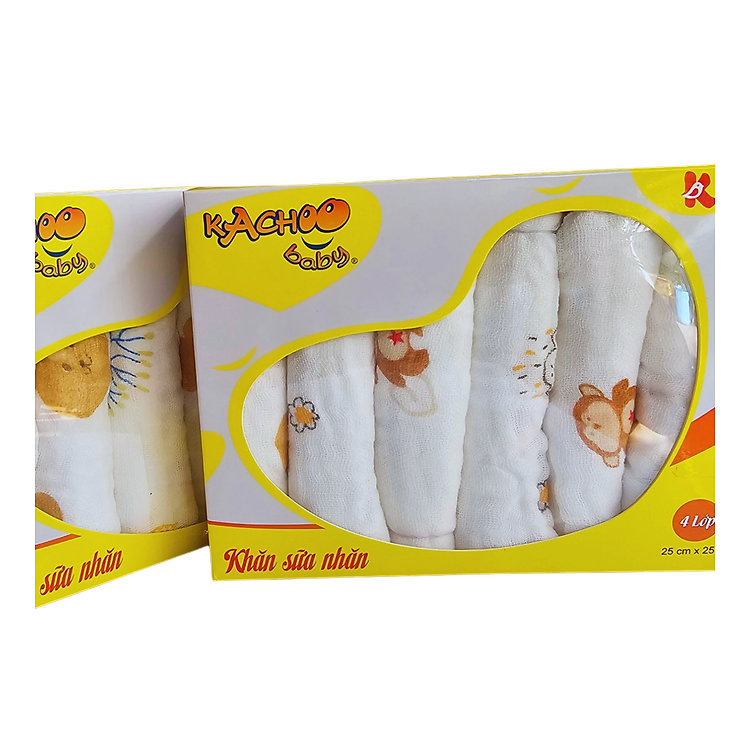 Hộp 6 khăn sữa cotton 4 lớp cho bé Chính hãng Tiết kiệm - Hình ảnh 2