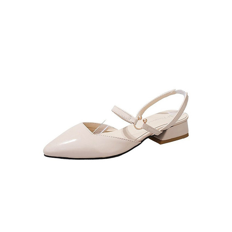 Giày Búp Bê Mũi Nhọn Gót Vuông Da Mềm Mịn 3Fashion - MSP 3105 - Trắng