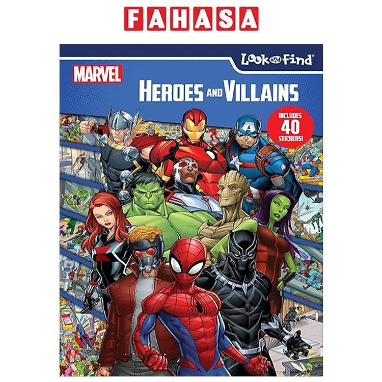 Sách ngoại văn: Look And Find Sticker Book Marvel Heroes And Villains
