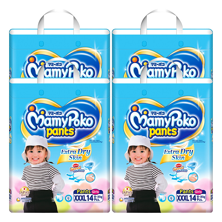 Combo 4 Gói Tã Quần Bé Gái Gói Lớn MamyPoko XXXL14 Gói (14 Miếng / Gói)