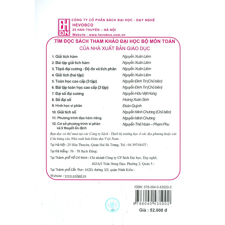 Toán Học Cao Cấp, Tập 3 - Phép Tính Giải Tích Nhiều Biến Số (Tái bản lần thứ hai mươi mốt, năm 2024) - Ảnh 2