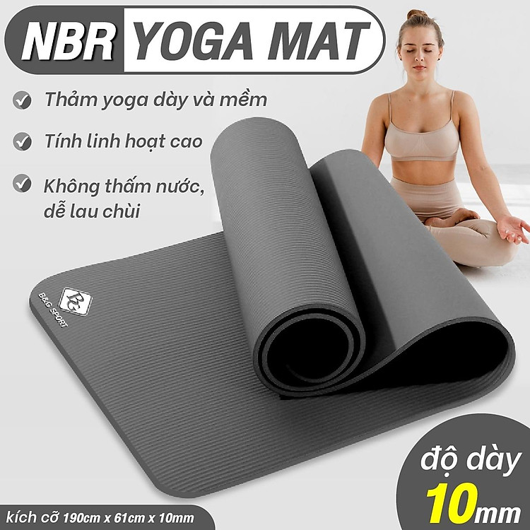 Thảm Tập Yoga cao cấp , chống trượt 10mm - 4mm cao cấp, gấp gọn, du lịch tiện lợi