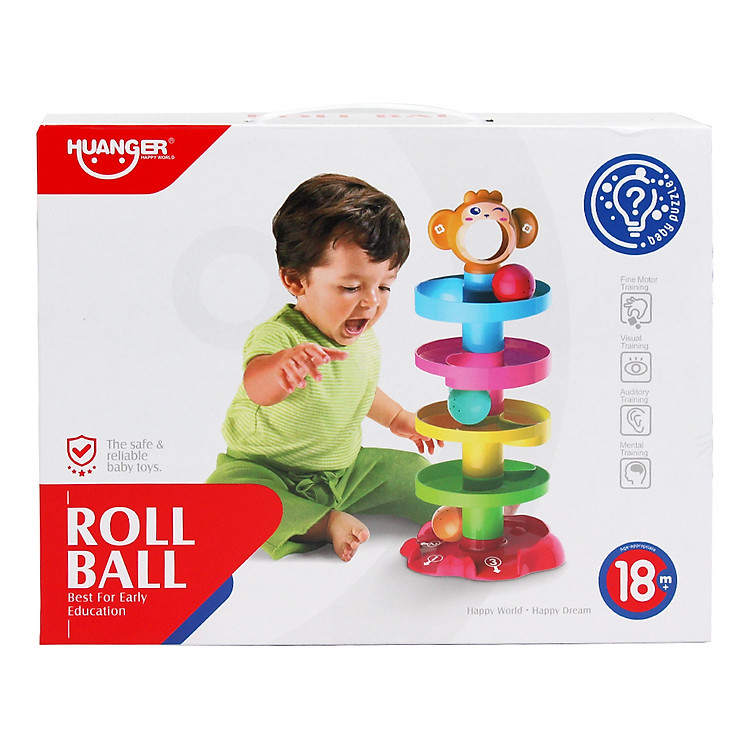 Đồ chơi xếp tháp thả bóng lăn 5 tầng phát âm thanh vui nhộn cho trẻ em Huanger HE0205
