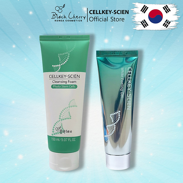Combo Sữa Rửa Mặt Tẩy Da Chết Tế Bào Gốc Thực Vật Kiềm Dầu Làm Sạch Sâu Dưỡng Ẩm Da Dầu Mụn Nhạy Cảm Cellkey-Scien 230ml