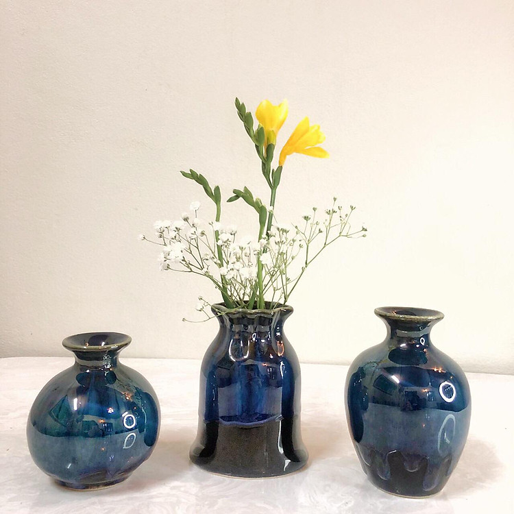 Set 3 lọ hoa mini siêu xinh- Gốm sứ Bát Tràng - Bình Hoa Trang Trí - Decor nhà cửa (Giao dáng lọ ngẫu nhiên)