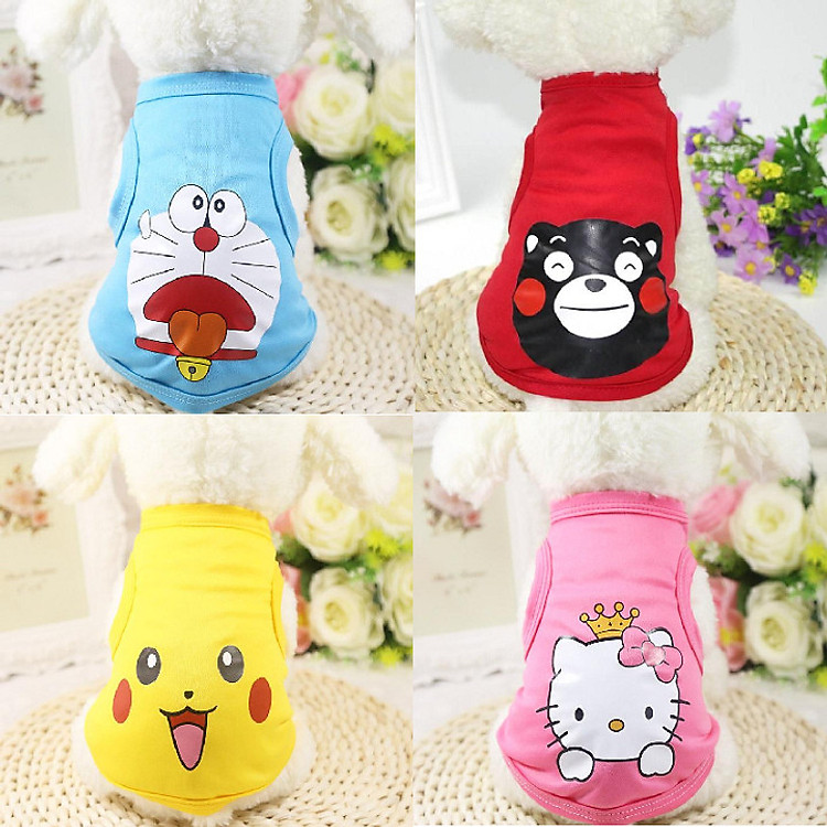 COMBO SIÊU TIẾT KIỆM GỒM 4 ÁO THUN CỰC ĐÁNG YÊU NGẪU NHIÊN DÀNH CHO CHÓ MÈO DƯỚI 10KG – XUDAPET – CBT1