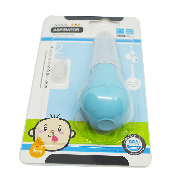 Dụng cụ hút mũi cho bé đầu silicone nhỏ bóp tay Papa Thái Lan (CEQ078/1) - Xanh Dương