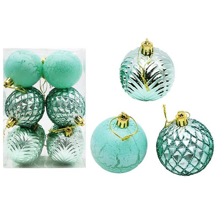 Hộp Trái Châu Trang Trí Giáng Sinh (12 trái) – Màu Xanh Mint