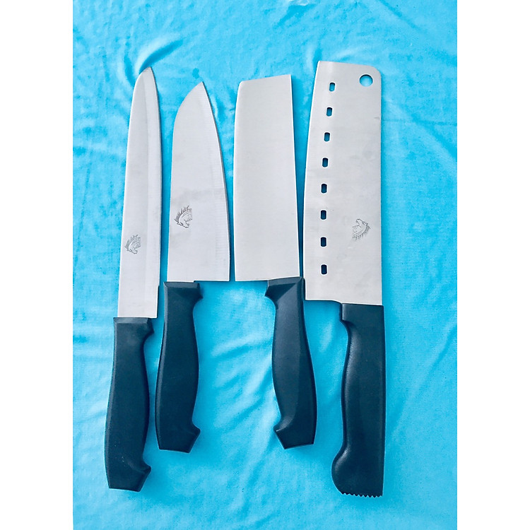 Bộ dao nhà bếp inox 4 món cán nhựa cao cấp