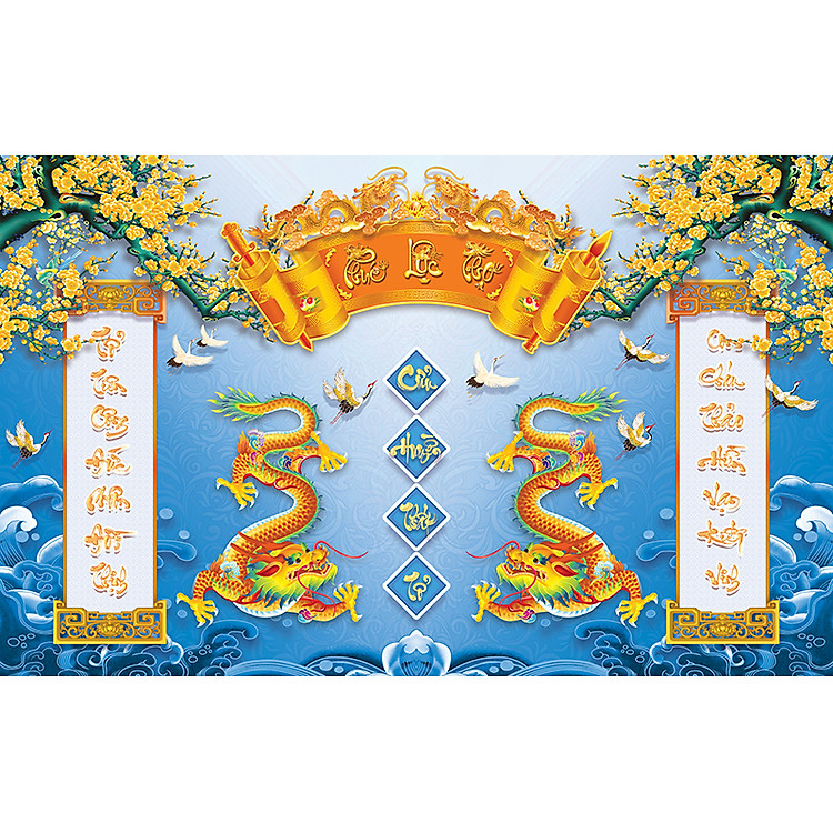 Tranh dán tường trang trí bàn thờ phòng thờ Cửu Huyền Thất Tổ CHTT_003 nhiều kích thước