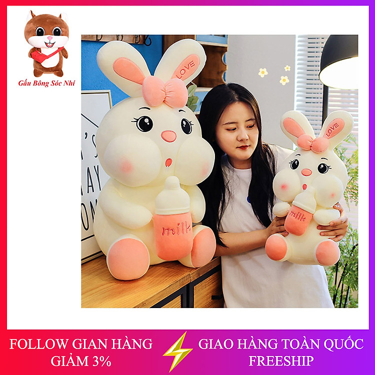 Mua tại MyKingdom: Gấu Bông Thỏ Ôm Bình Sữa Cao Cấp - Ngập tràn khuyến mãi