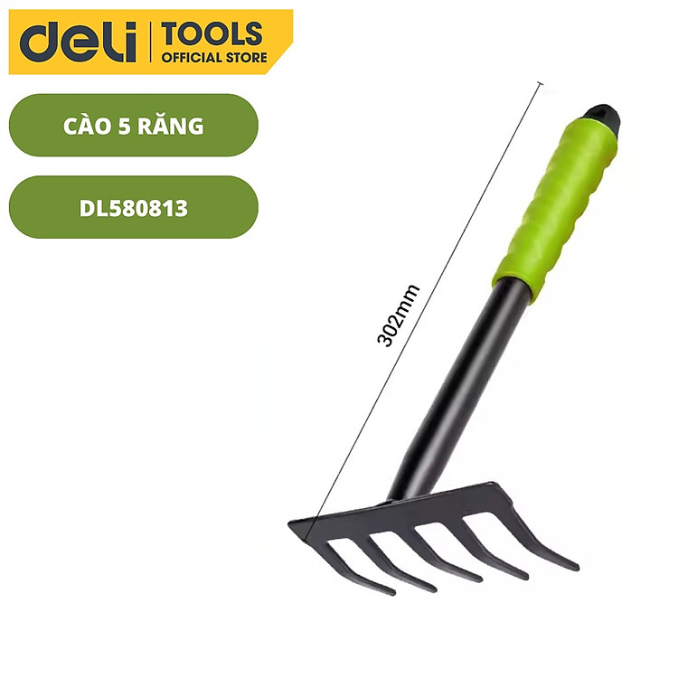 Bộ Dụng Cụ Làm Vườn Deli 4 Chi Tiết Tiện Dụng - Xẻng, Quốc, Cào Đa Năng - Chất Liệu Cao Cấp, Chắc Chắn, An Toàn DL580804