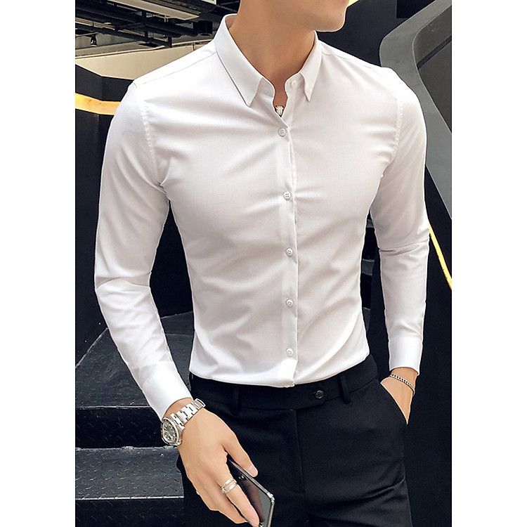 Áo Sơ Mi Trắng Dáng Ôm TRANGBE53 - Trắng Bẻ