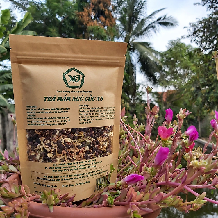 Trà Mầm Ngũ Cốc X5 (200gr): Tan Mỡ bụng - Chống Lão Hóa Da - Ngủ ngon - Thải Độc- Khỏe Tim Mạch - Ngừa Tiểu Đường- Chống Stress