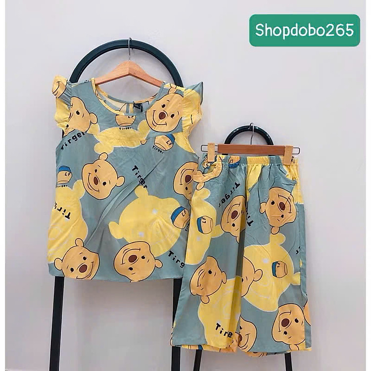 Đồ bộ nữ, đồ ngủ mặc nhà lửng tay cánh tiên vải lanh mềm ,mát BL 183 họa tiết dễ thương size 45-70kg.