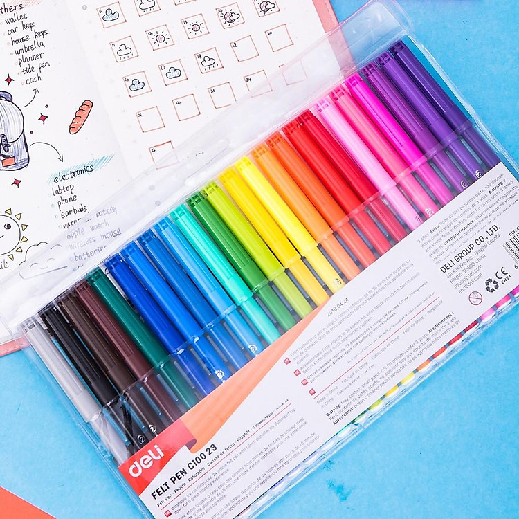 Bút Màu Lông 1.0mm Deli (12 màu)