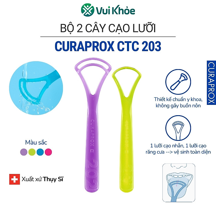Bộ dụng cụ cạo lưỡi Curaprox CTC 203 | Hộp 2 cái gồm CTC 201 và CTC 202 | Mã SP 73320029