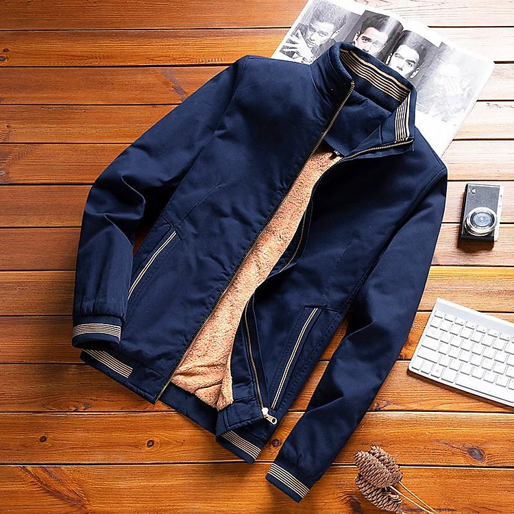 Áo khoác nam vải kaki lót lông thời trang aokhoacnam-0553 xanh