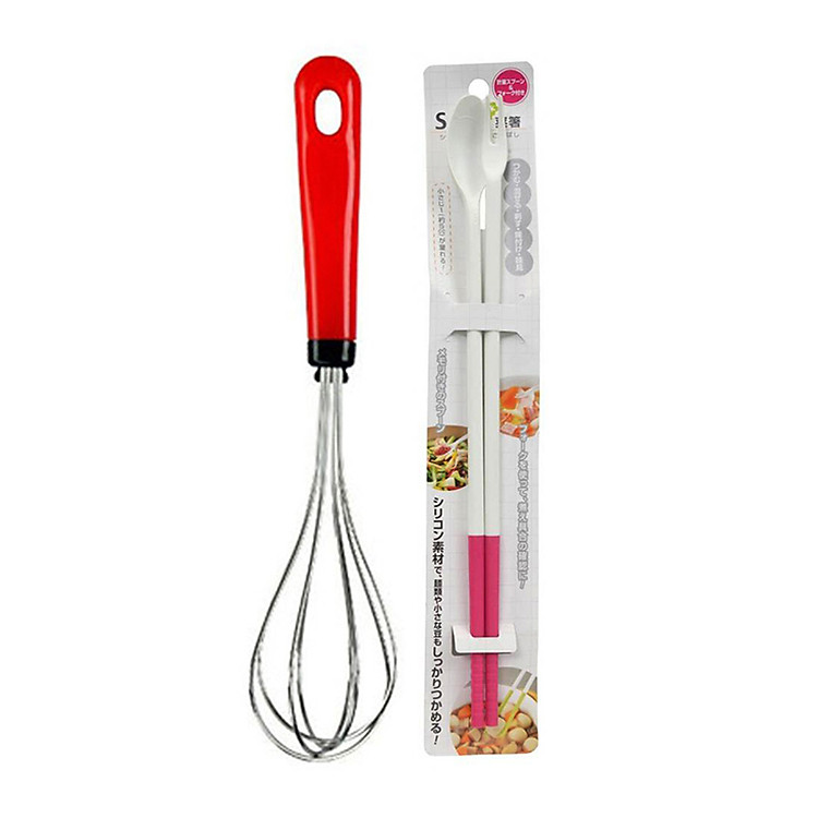 Combo Dụng cụ đánh trứng mini + Đũa làm bếp đa năng bằng silicon nội địa Nhật Bản