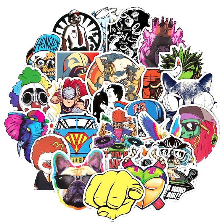 Bộ 100 Sticker Hoạt Hình SE100 - Chống Thấm Nước Dán Xe Máy Nón Bảo Hiểm