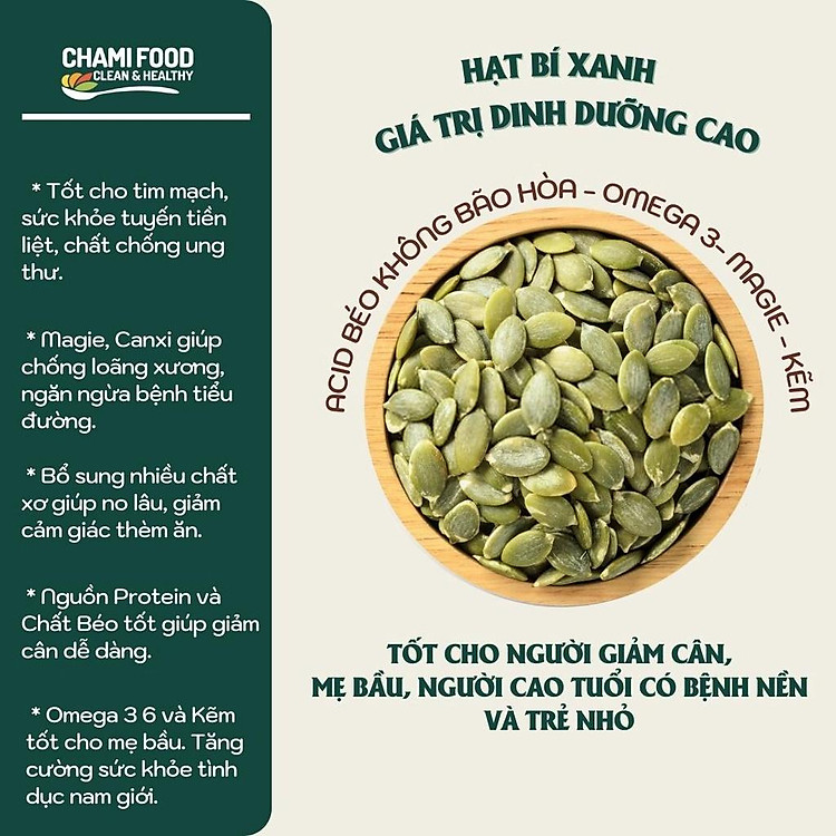 Mua Hạt bí xanh ChamiFood 500G sấy chín Uy tín Giá tốt - Hình ảnh 4