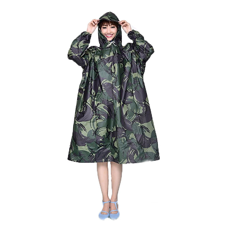 Áo mưa bít không xẻ tà họa tiết lính vải nhựa