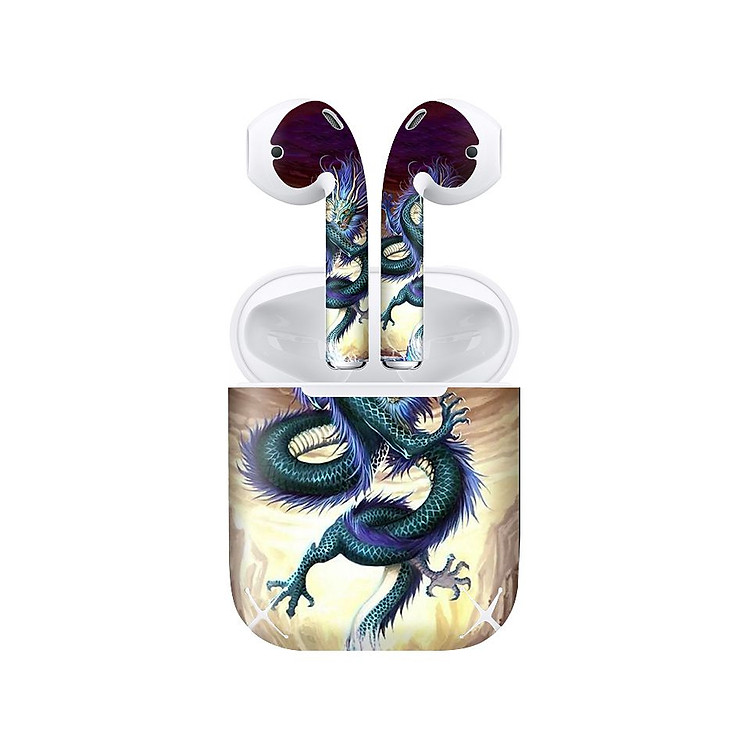 Miếng dán skin chống bẩn cho tai nghe AirPods in hình Rồng Dragon - dra020 (bản không dây 1 và 2)