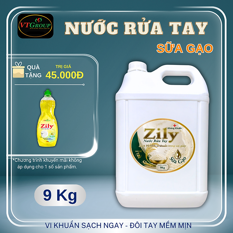 Nước Rửa Tay Zily Can 9Kg - Tặng 1 Nước Rửa Chén Zily 750 Gr