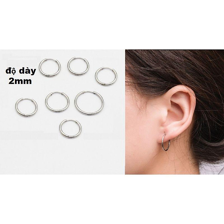 Khuyên Tròn Titan Loại Mỏng đeo vành tai