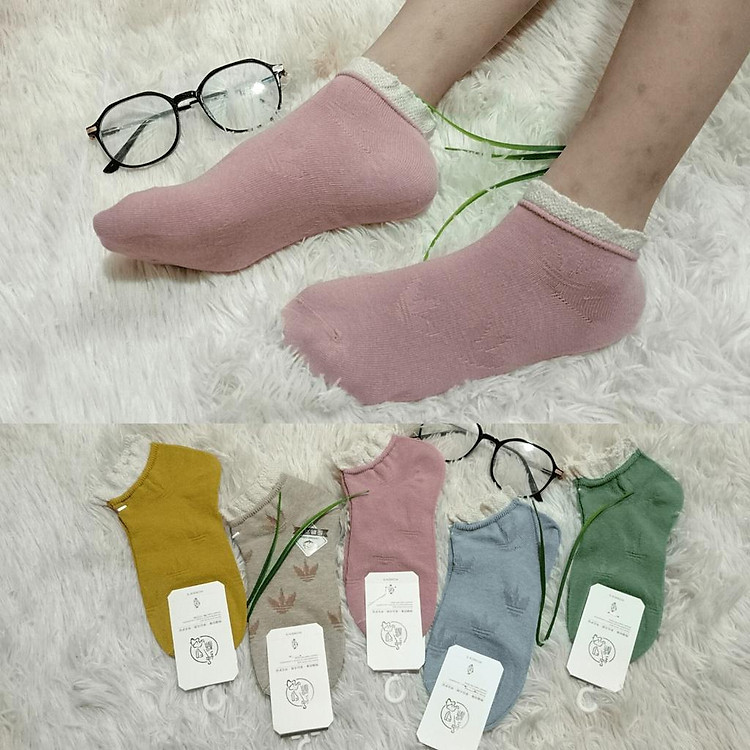 Tất Vớ Nữ Cổ Thấp Phối Ren Xinh Xắn Dễ Thương Nhiều MÀu Cute