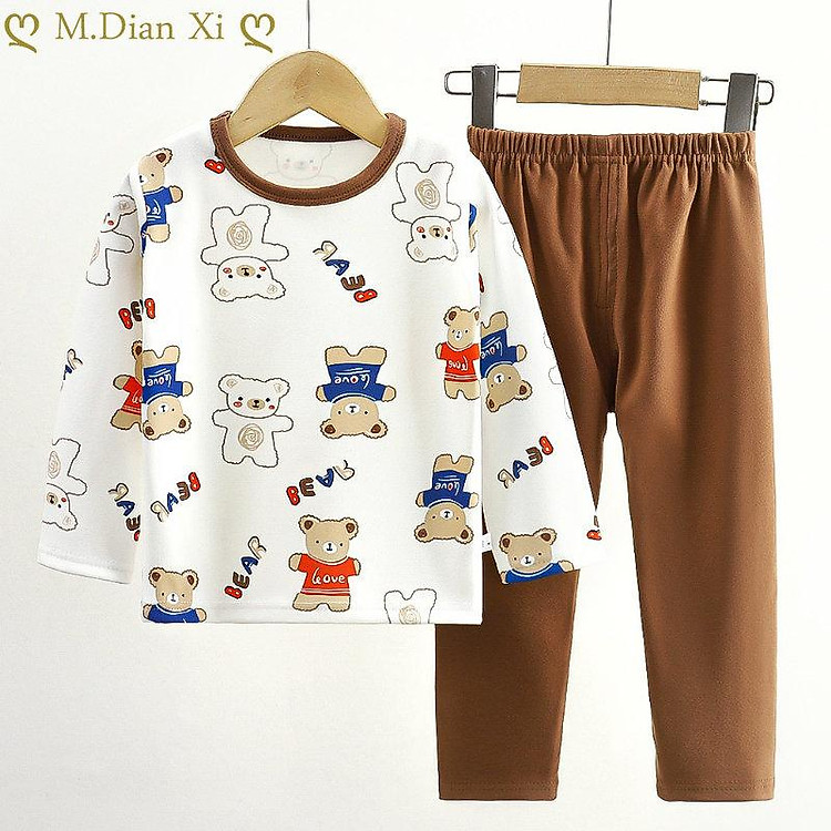 Quần Áo Bé Trai Bé Gái Ấm Áp Cho Bé Bộ Đồ Lót Trẻ Em Mùa Thu Quần Áo Đế Rồng Quần Áo Mặc Nhà Trẻ Em Quần Áo Sơ Sinh