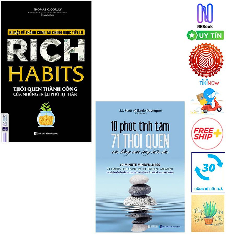 Combo Rich Habits Thói Quen Thành Công Của Những Triệu Phú Tự Thân Và 10 phút tĩnh tâm - 71 thói quen cân bằng cuộc sống hiện đại ( Tặng sổ tay)