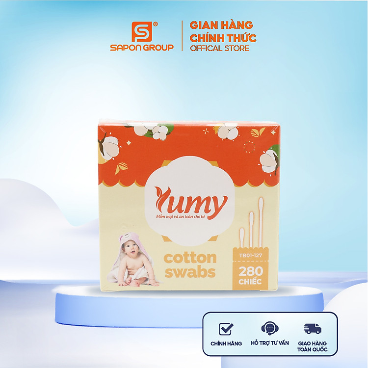 Tăm bông sơ sinh YUMY 280 chiếc/hộp đầu bông siêu nhỏ, an toàn cho bé (TB11_127)