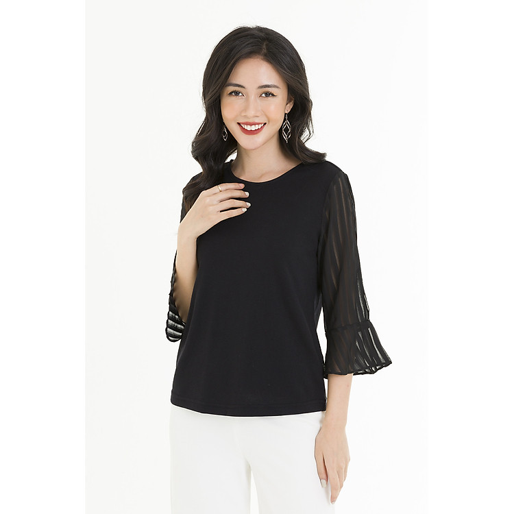 Áo croptop phối tay LAMER L61B19T052-S1400