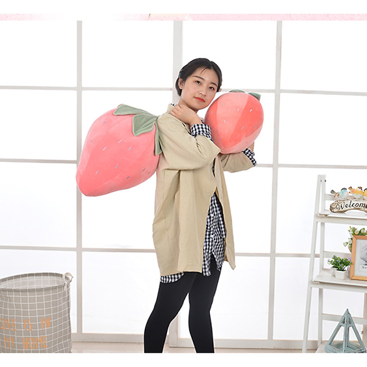 Gối ôm trái dâu siêu mềm 50cm Chính hãng Tiết kiệm - Hình ảnh 4