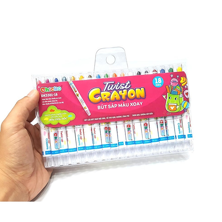 Bút Sáp Màu Xoay DK 3301-18 (18 màu) - Ảnh 2
