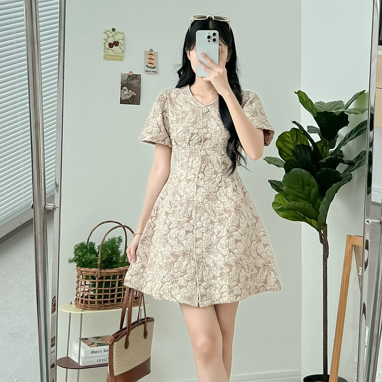 Đầm ngắn form chữ a phồng trang trọng thích hợp dạo phố Jodie Miều Est.2013