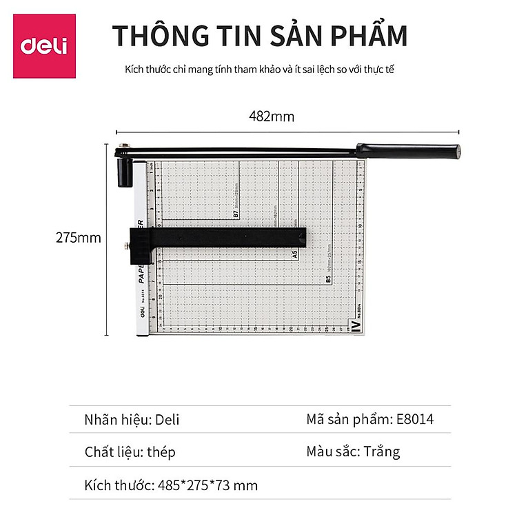Mua Bàn cắt giấy A4 Deli - Điều chỉnh kích thước - Màu Trắng - Sản phẩm nhập khẩu - E8014 tại cửa hàng Hoành Gia 5 máy in A3 in bản vẽ AutoCad