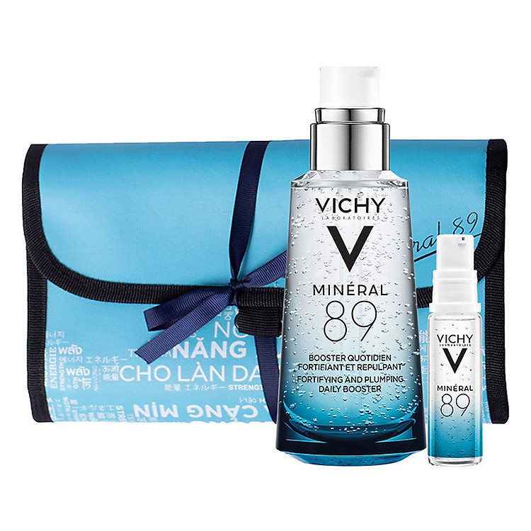 Bộ Dưỡng Chất Khoáng Cô Đặc Cho Da Căng Mịn Vichy Mineral 89 (50ml) Tặng Túi Tiện Lợi Và Mineral 80 (10ml)
