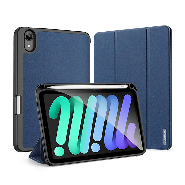 Bao da cho iPad Mini 7/ Mini 6 Dux Ducis Domo Series có khe cắm bút, tự động tắt mở_ Hàng chính hãng