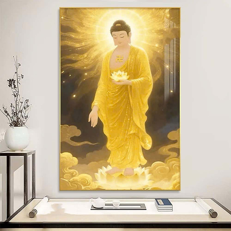 (HCM) Tranh treo tường tráng gương phật giáo 2 trang trí phòng thờ kèm đinh treo chuyên dụng