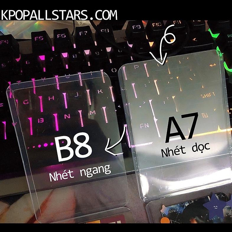 Toploader đựng card nhét ảnh kích thước A7 7x10cm và B8 6.4x9cm đựng card Anime, Kpop, Idol, đựng thẻ bài sưu tầm