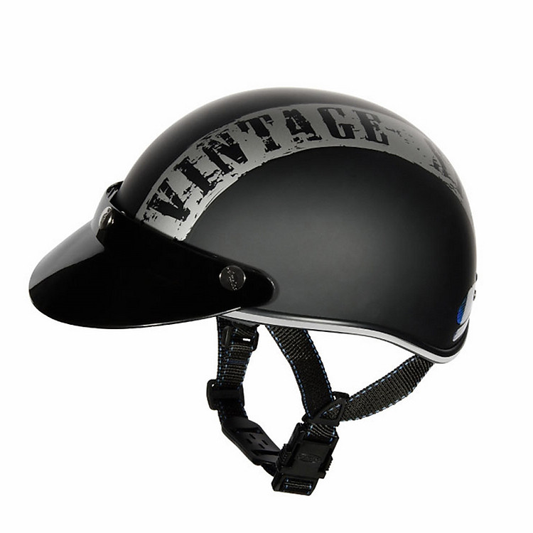 Mũ Bảo Hiểm Andes Nửa Đầu 3SHALY Tem Nhám-W188 - Đen Phối Bạc