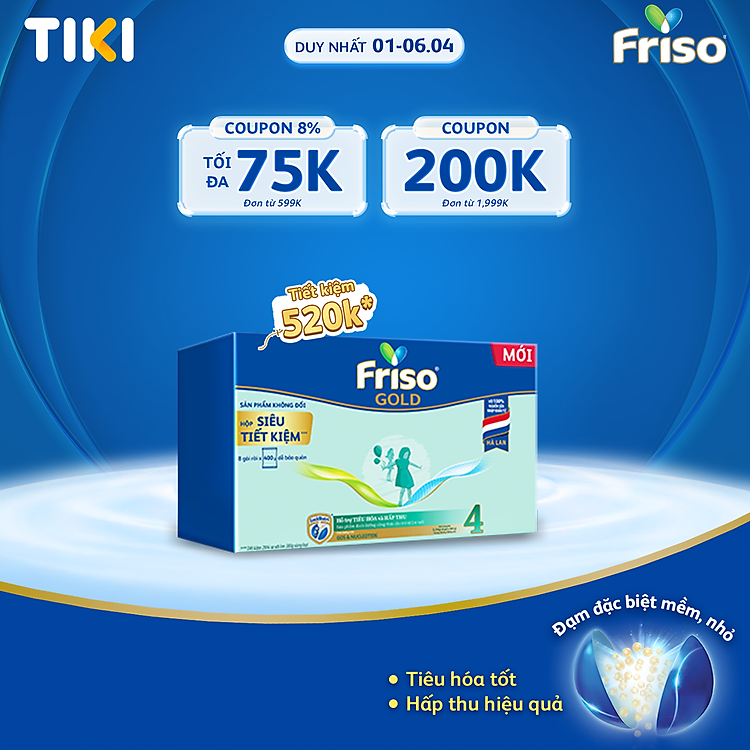 Sữa Bột Friso Gold 4 Hộp 3.2KG Giá tốt
