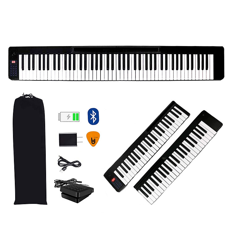 Đàn Piano Điện Gấp Gọn 88 Phím Cảm Ứng Lực Bora BR-01 (Bao Đựng, Loa Kép, Bluetooth KeyBoard, Sustain Pedal BR01) - Kèm Móng Gẩy DreamMaker