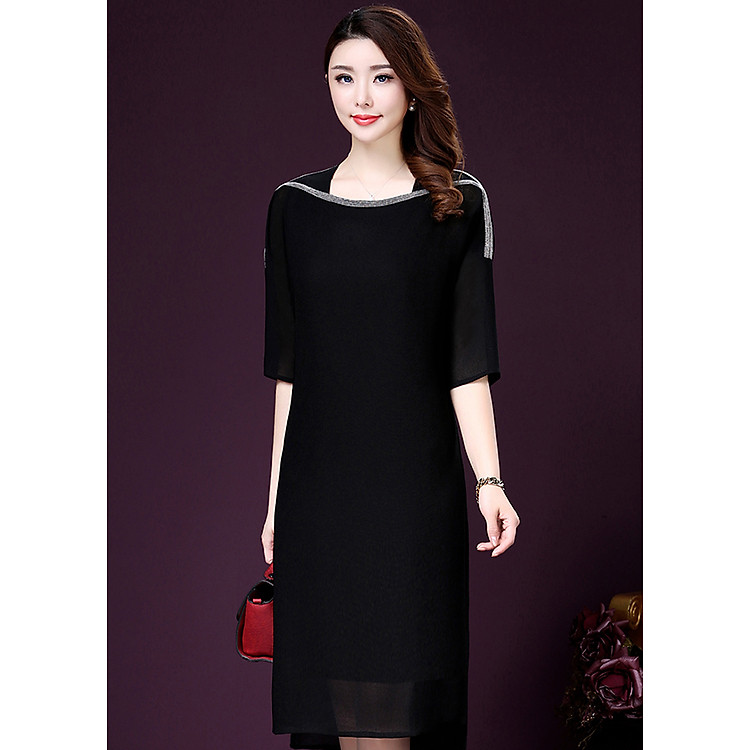 Đầm Suông Cổ Truyền Đính Cườm Sang Trọng D365