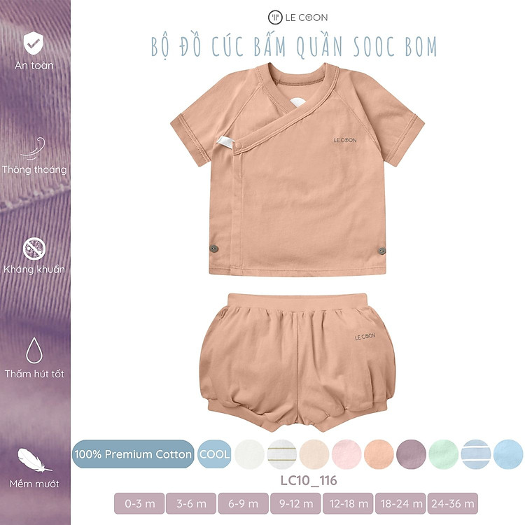 LE COON | BỘ ĐỒ CÚC BẤM QUẦN BOM | COOL | 0 - 3 tuổi