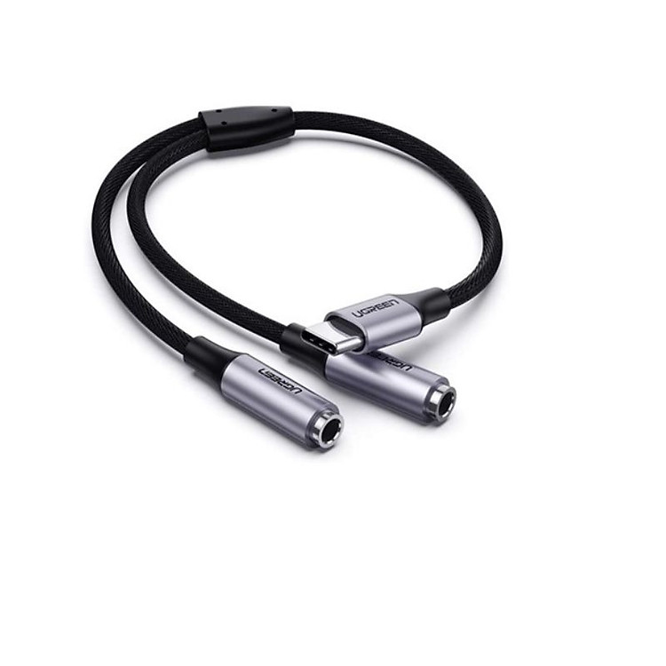 Ugreen 30732 20CM màu Trắng Cáp chuyển đổi TYPE C sang 2 đầu 3.5mm Không DAC AV144 Hàng chính Hãng